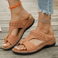 thumbnail image 6 of Domuza Orthopedic Sandals for Women Summer Peep Toe Strap Wedge Sandals Lightweight Casual comfort Hollow Out Slip On Walking Shoes Brown 7（EU-38）, 6 of 6