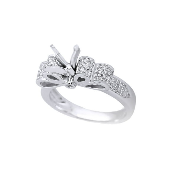 AFFY White Natural Diamond Semi-Mount Wedding Ring In 10k White Gold (0.43 Cttw)