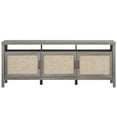 thumbnail image 1 of Patiojoy Universal TV Stand Cabinet Television Media Console with 3 Rattan Doors Grey Oak, 1 of 5