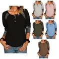 thumbnail image 3 of Elegante blusa informal para uso diario, cómoda túnica con botones de manga larga negra talla 3XL, 3 of 6