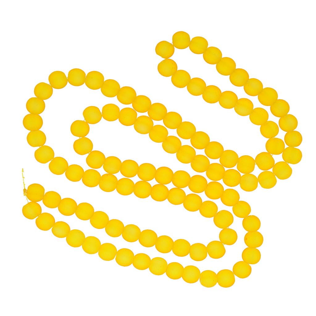 Yellow 6mm Frosted Matte Transparent Glass Beads 32 Strand