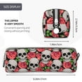 thumbnail image 3 of Yiaed Skull and Roses Print Leather Pencil Case - Leather Pen Pencil Holder - Elegant & Practical Pencil Pouch for Work & Office, 3 of 7