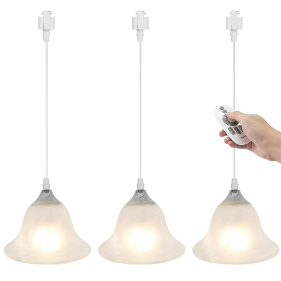 Kiven 3-Light H-Type Track Lighting Pendants,Modern h Track Pendant Lights with Remote Control Dimmer,Decorative Track Lighting Fixture for Kitchen Island Hallway,Brushed White