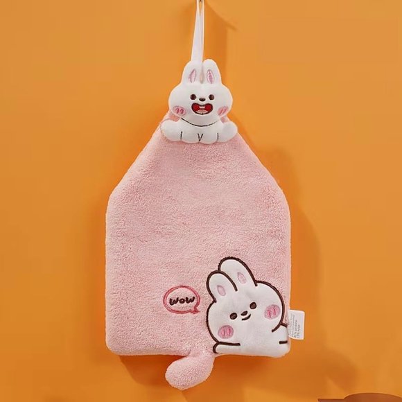 1 unidad, toalla de mano colgante de dibujos animados, terciopelo coral, trapo de cocina absorbente grueso, toalla de recuerdo for niños, pañuelo de secado rápido