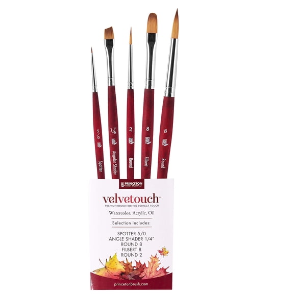 Set de 5 pinceles para pintura Princeton Velvetouch 3950 para acrílico y óleo