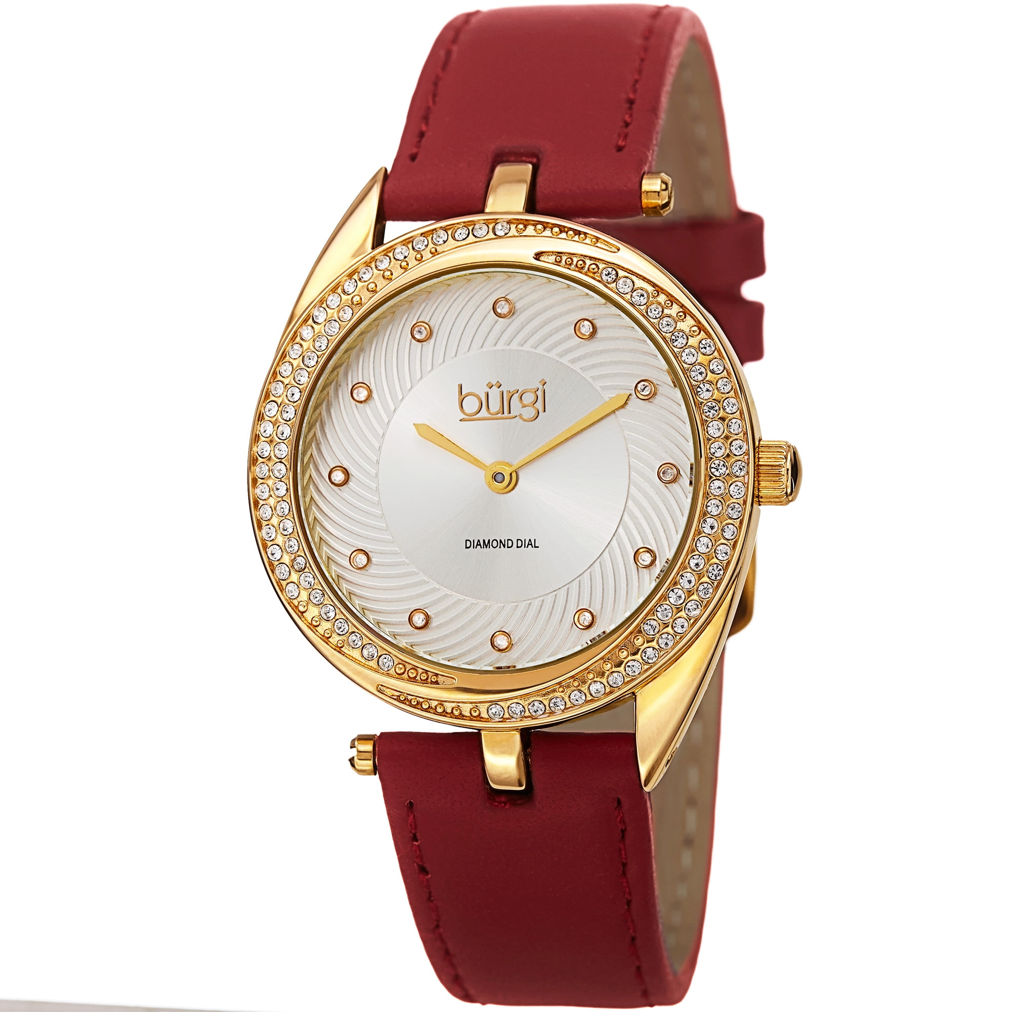 Achetez Montre Femme Burgi en Cuir Rouge Diamant chez Ubuy Cote