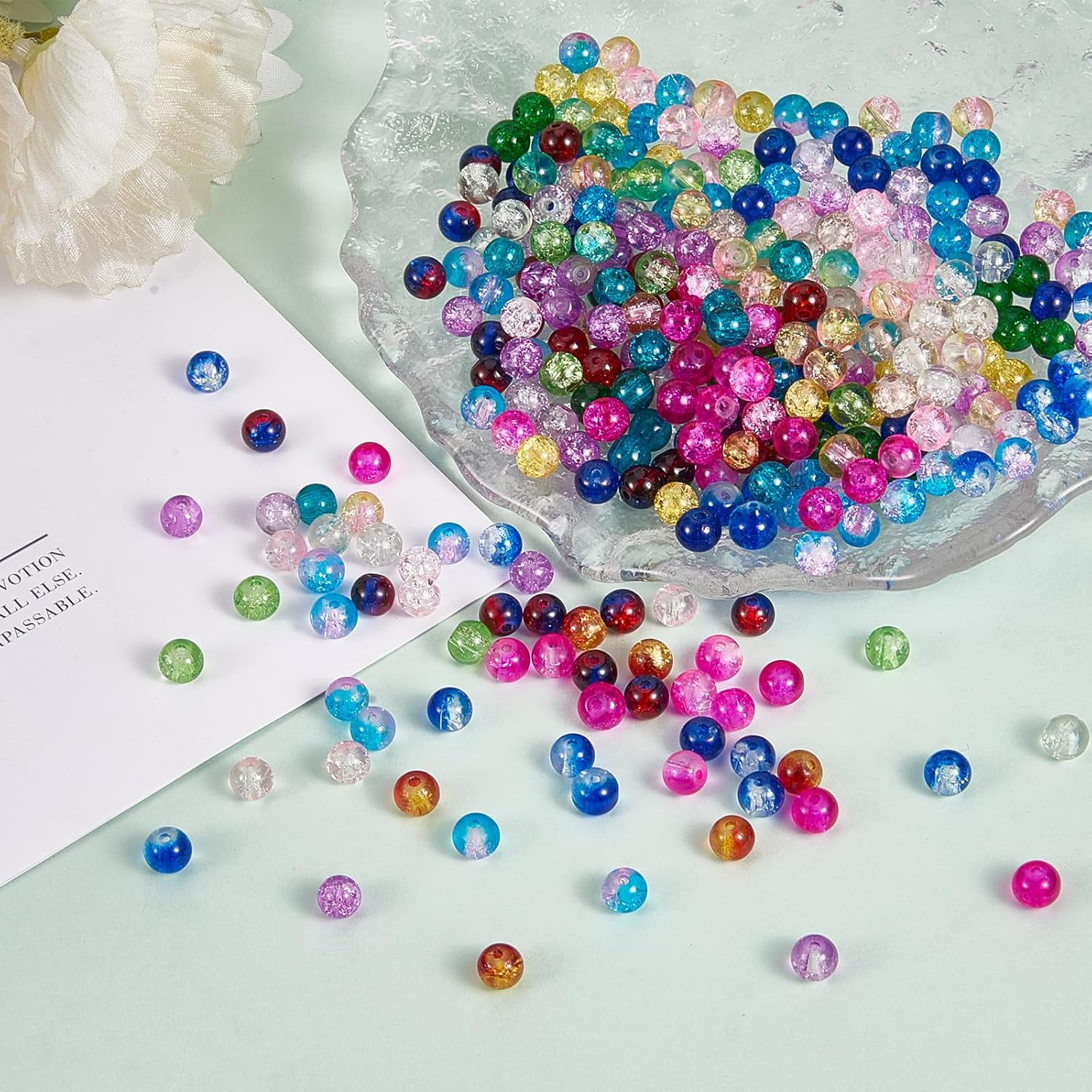 1680pcs 6mm Spray Painted Glass Beads 24 Colors Pony Round Spacer