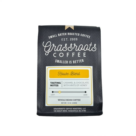 Grassroots Coffee House Blend, Whole Bean Coffee, Medium Roast , 12 oz
