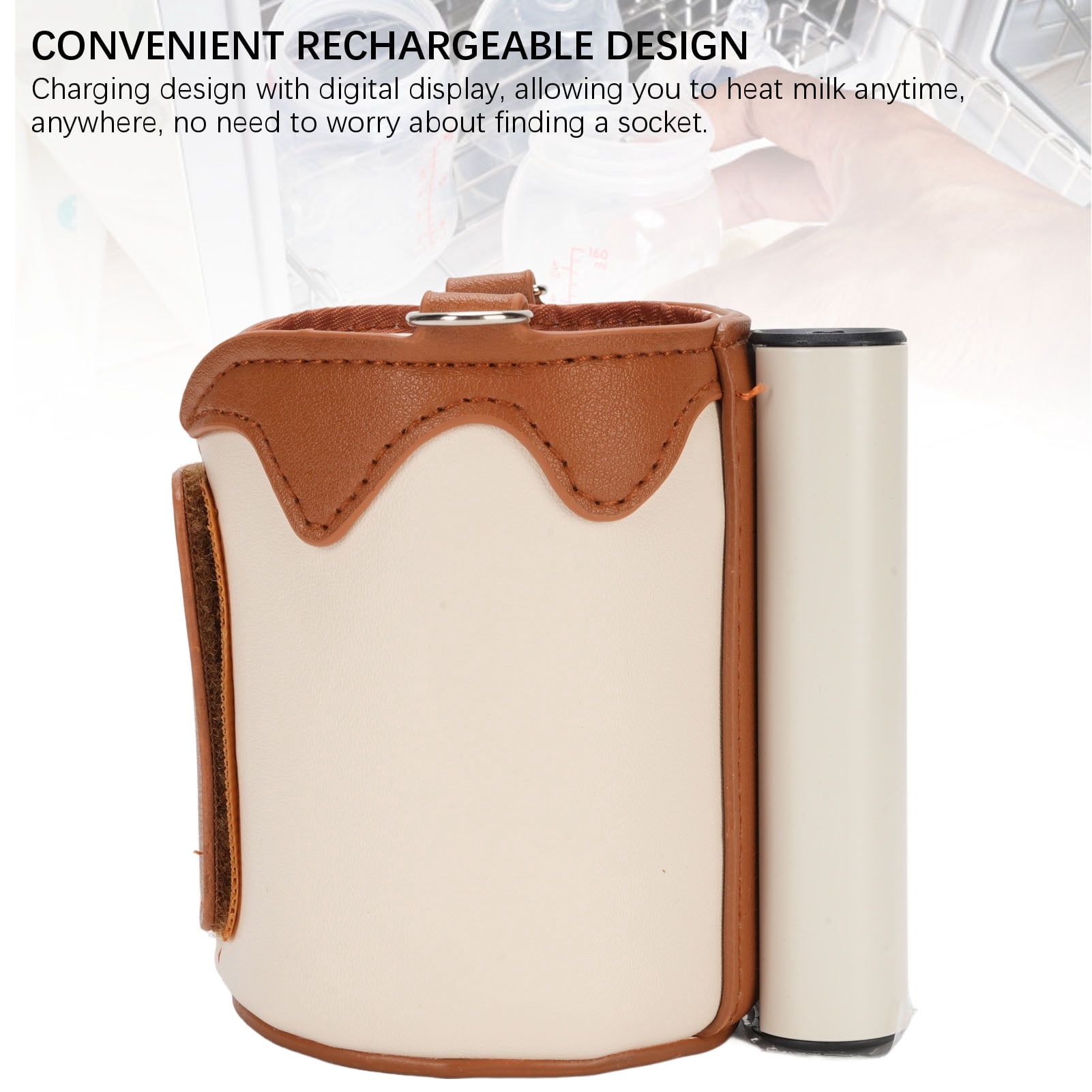 Riousery Portable Baby Milk Bottle Insulation Cover with 21 Gear Temperature Control Digital Display Heat Keeper Sleeve Travel Small 3.1x3.9in / 8x10cm