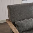 thumbnail image 6 of 30" Swivel Accent Chair - 360° Rotating PU Leather Lounge Chair with Solid Wood Armrests - Coffee/Brown/Gray (300lb Capacity), 6 of 9