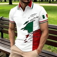 thumbnail image 2 of Men Polo Shirts Men's Short Sleeve Button Down Polo Shirt Italian Flag Print Summer Comfort Performance Top Casual Lightweight White L, 2 of 4