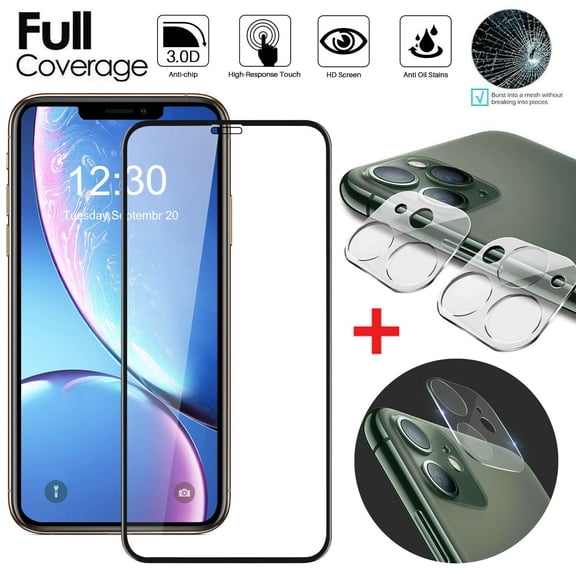 Njjex for iPhone 11,iPhone 11 Pro, iPhone 11 Pro Max Camera Lens Protector & Tempered Glass Screen Protector Anti-Scratch Fingerprint