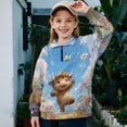 thumbnail image 3 of COEQINE Girls Quarter Zip Sweatshirt Pullover, Loose Fit Long Sleeve Fall Tops with Collar, Soft Polyester Fashion Top for Ages 5-6 Machine Washable, Cute Highland Cow, 3 of 7