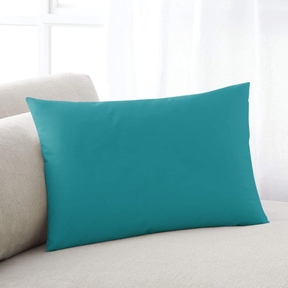 Teal Oversized Pillow Covers, Turquoise Pure Teal Soft Breathable Throw Pillow Cases with Invisible Zipper, Decorative Pillowcase Pillows Protectors for Sofa Bed Couch 24"x36"