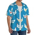 thumbnail image 4 of Xecao offers the Cartoon Chicken for Men's Casual Short-sleeved Shirt, a button-up collared shirt with a pocket, perfect for beach vacations and yacht travel in the Large size., 4 of 7
