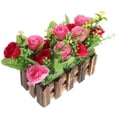 thumbnail image 4 of EeaseMX Plantas de flores artificiales, simulación de bonsái con valla de madera, decoración del hogar, 4 of 8