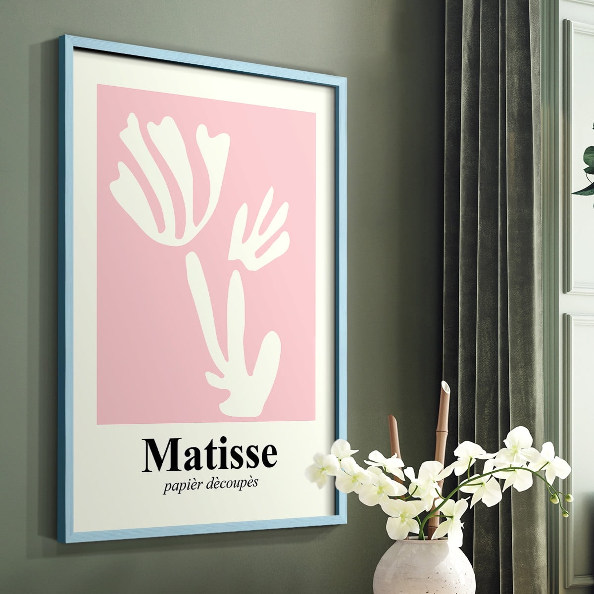 Matisse CCCLIV in Blue Solid Wood 22 x 28 Framed Print