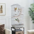 thumbnail image 4 of Renwick 39"H Metal Bird Cage Large Roof Top Huge House for Small Birds, Light Gray, 4 of 7