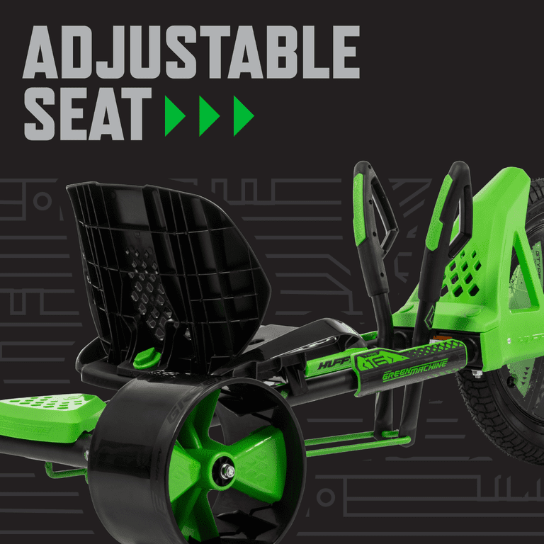Huffy Adjustable Seat Unisex Kids Drift Trike, Green, 16