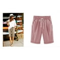 thumbnail image 2 of JINMGG Shorts for Women Clearance $5 Women's Summer Solid Five Points Large Size Cotton Linen Pants Casual Pants Pink L, 2 of 2