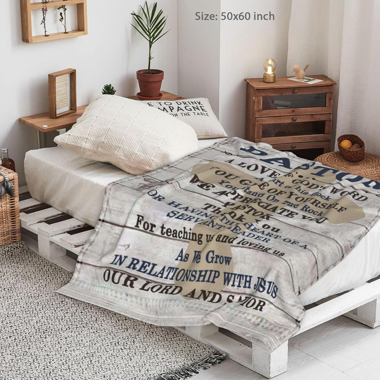 Christian Blanket Birthday Gifts for Women Men, Inspirational Scripture Throw Blanket with Bible Verse Religious Gifts (Navy, 60x80 inch, Navy Letter)