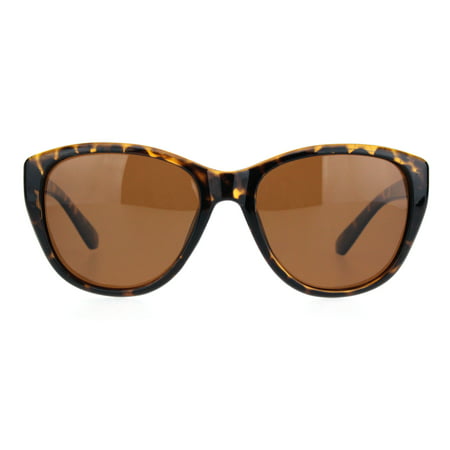 Polarized Women Minimal Simple Plastic Frame Mod Butterfly Sunglasses Tortoise Brown