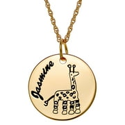 Personalized Girl's Sterling Silver or Gold over Sterling Name Disc with Girafee Necklace