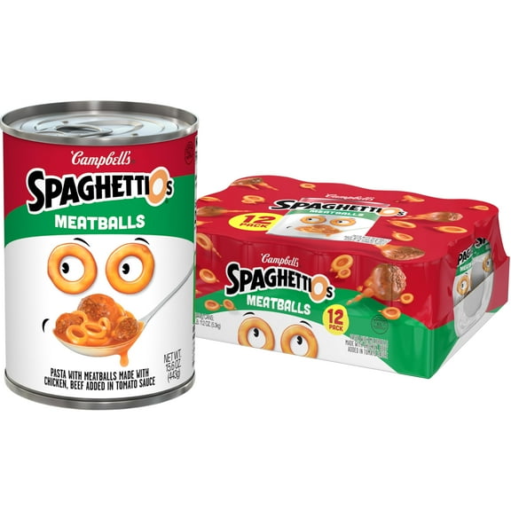 Canned Pasta With Meatballs, Healthy Snack For Kids And Adults, 15.6 Oz Can (Pack Of 12)