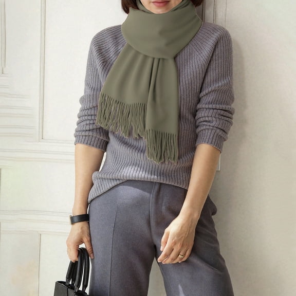 Outfmvch Winter Scarf for Women Winter Scarf for Women Pashmina Shawl Wraps Soft Warm Fashion Blanket Scarves Gifts Neck Scarf Blackish Green One Size