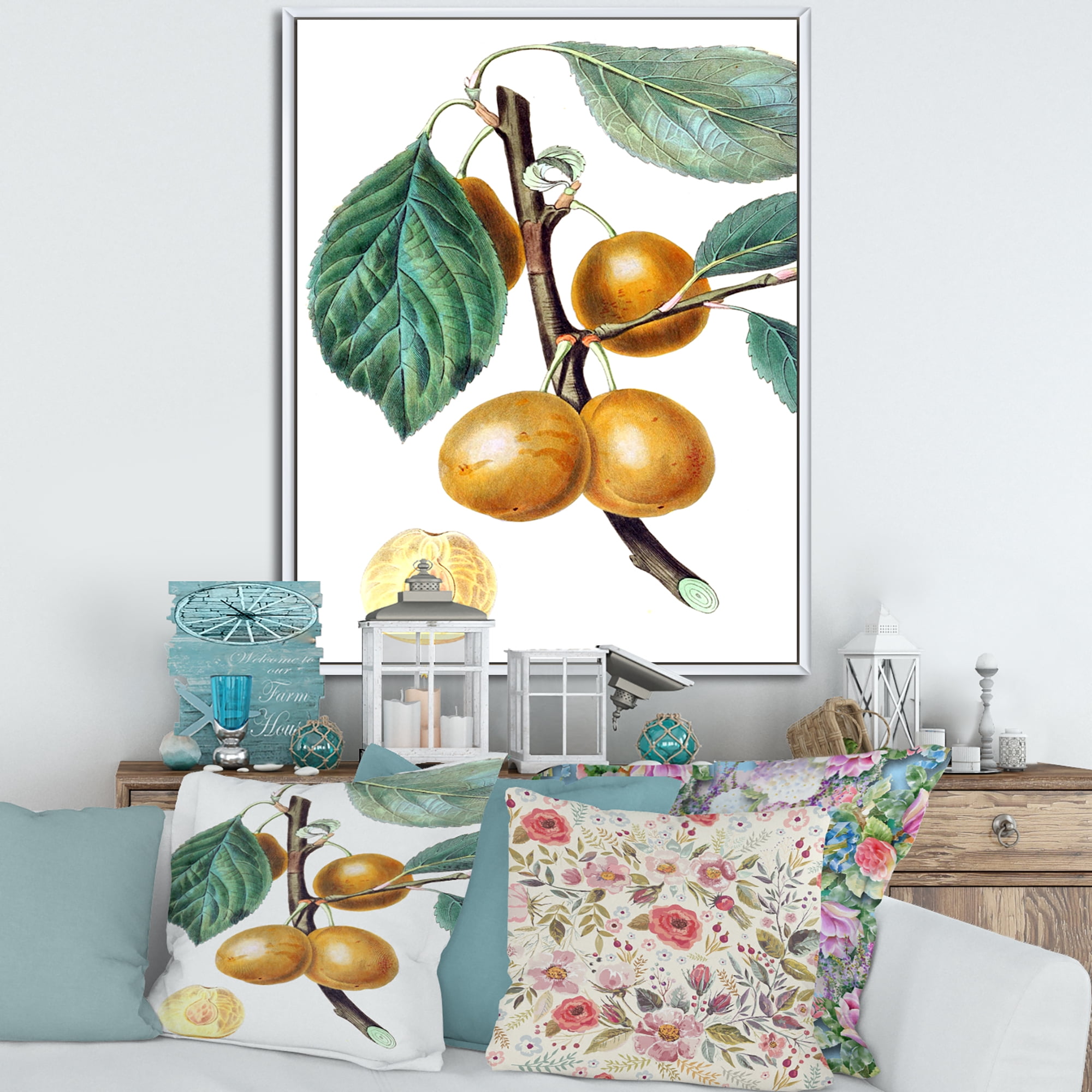 Designart 'Ancient Fruits II' Farmhouse Framed Canvas Wall Art Print