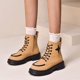 thumbnail image 4 of NECHOLOGY Botas Mujer Adulto Femenino Zapatos Botines de mujer Zapatos de mujer Botas de punta redonda Tacón medio Tacón grueso Cremallera lateral Bota corta (Yellow, 8), 4 of 5