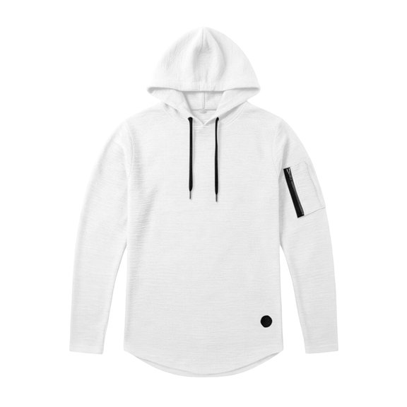 cfhntfmh Mens Fashion Hoodies Long Sleeve Slim Athletic Sweatshirt Drawstring Workout Gym Pullover Shirts (White,X-Large)
