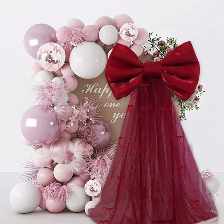 6 Pcs Red Bow Balloons For Girls, 21 Inch Bow Foil Balloons,Red Bows Gender Reveal Decorations For Birthday Party Wedding Baby Shower Mouse Party Decoration