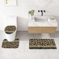 thumbnail image 4 of 4 Pcs Black Leopard Print Shower Curtain Set with Non-Slip Rugs, Toilet Lid Cover and Bath Mat, Wild Animal Skin Bathroom Decor Set with Shower Curtain and Rugs(Hooks Not Included), 4 of 6