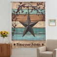 thumbnail image 3 of Texas Star Vintage Sheer Curtains 96 Inches Long, Berry Turquoise Green Brown Wooden Light Filering Curtains, Privacy Drapes Simi Floor to Veiling Curtain for Living Room Bedroom Window Treatment, 3 of 9