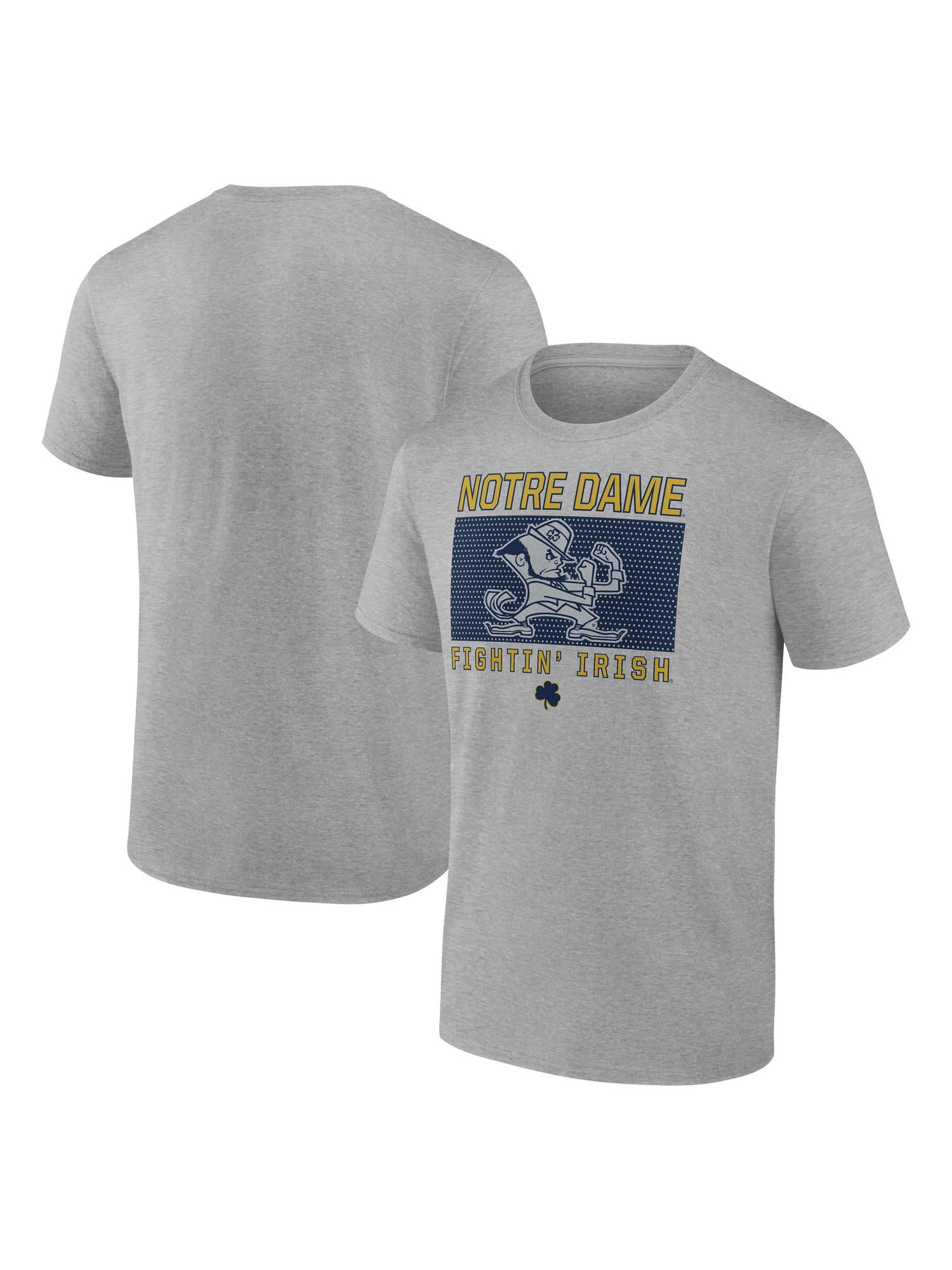 NCAA Notre Dame Fighting Irish Men's Heather Gray Cotton Boxed Mascot Short Sleeve T Shirt