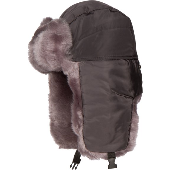 Sakkas Martin Adjustable Casual Aviator Ushanka Trapper Hat Faux Fur Lined - Charcoal - XL/XXL