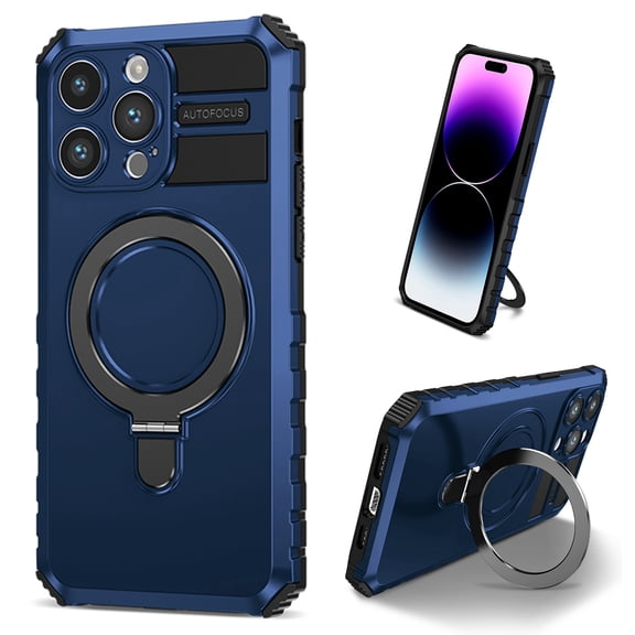 K-Lion Magnetic Case for iPhone 11 Pro with Rotatable Invisible Ring Stand, Compatible with MagSafe, Military Grade Drop Protection, Shockproof Protective Heavy Duty Rugged Case,Royal Blue
