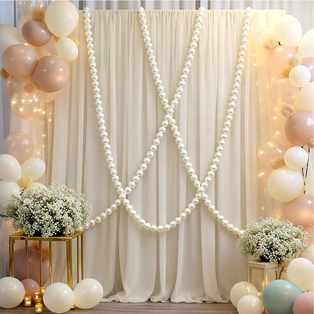 DIY Pearl Garland Kit, 20 Large Faux Pearl Beads with Needle & String, Wedding Balloon Arch Decor, Bridal Shower Backdrop