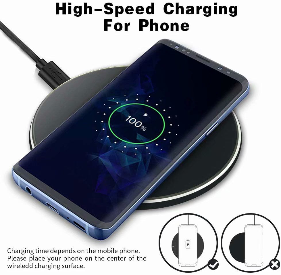 Wefunix 10W Fast Wireless Charger Qi Wireless Charging Pad Compatible with iPhone 11/11 Pro Max/Xs Xs Max Xr X 8 8Plus/ AirPods Pro Samsung Galaxy Note 10/9/8 S10 S9 S8 QC3.0 Adapter Included 