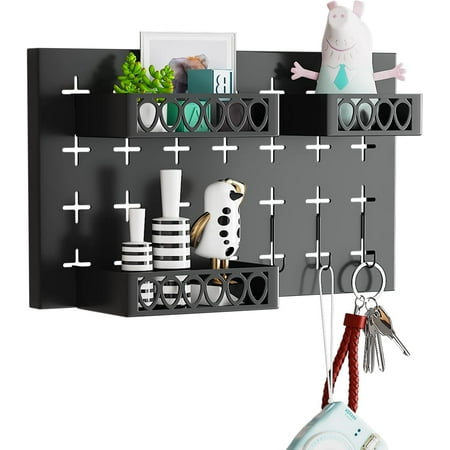 

CMGB Metal Key Hooks with 3 Adjustable Baskets and 3 Hooks Pegboards for wall Organizer