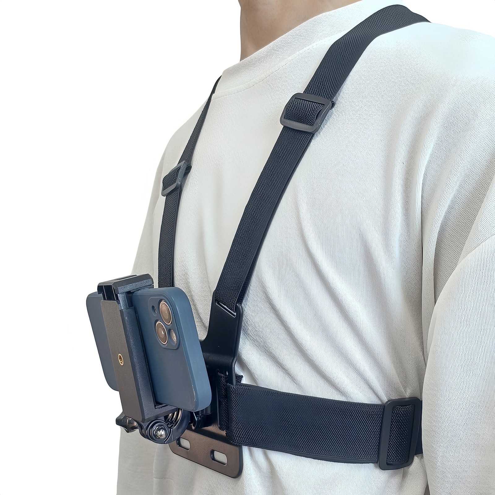 Adjustable Chest Mount Head Strap with Phone Clip for GoPro Insta360 DJI Osmo AKASO Action Camera POV Vlog Shooting Accessories
