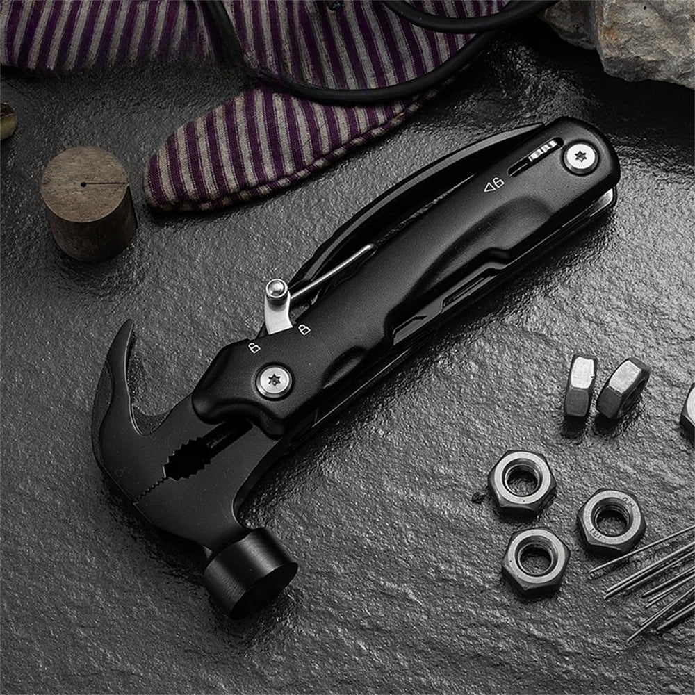 HANVVEIDA 14-in-1 Multitool Hammer, Safety Lock, Screwdriver Bits Set And Nylon Sheath, Multi Tool For Outdoor, Camping, Ideal Gifts For Father, Husband, Boyfriend