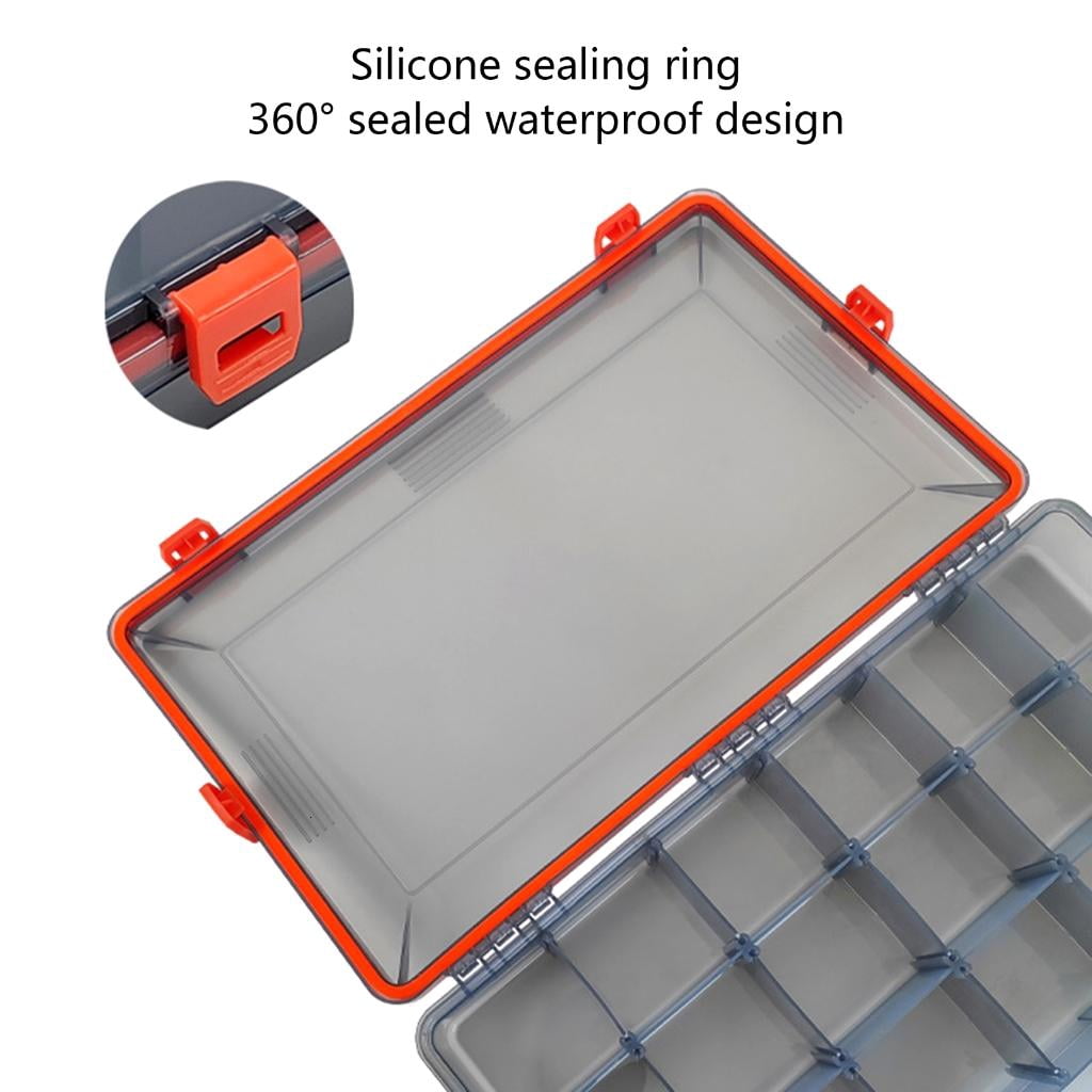 Yihuala Fish Baits Storage Case with Detachable Compartments Grids Fishing Tackle Carry Box Seal Water Fishing Tackle Box