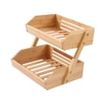 thumbnail image 2 of Cesta de fruta de madera de bambú, cesta de mesa, estantes de despensa, estante de almacenamiento multiusos para aperitivos, soportes para bebidas par 2 capas, 2 of 9