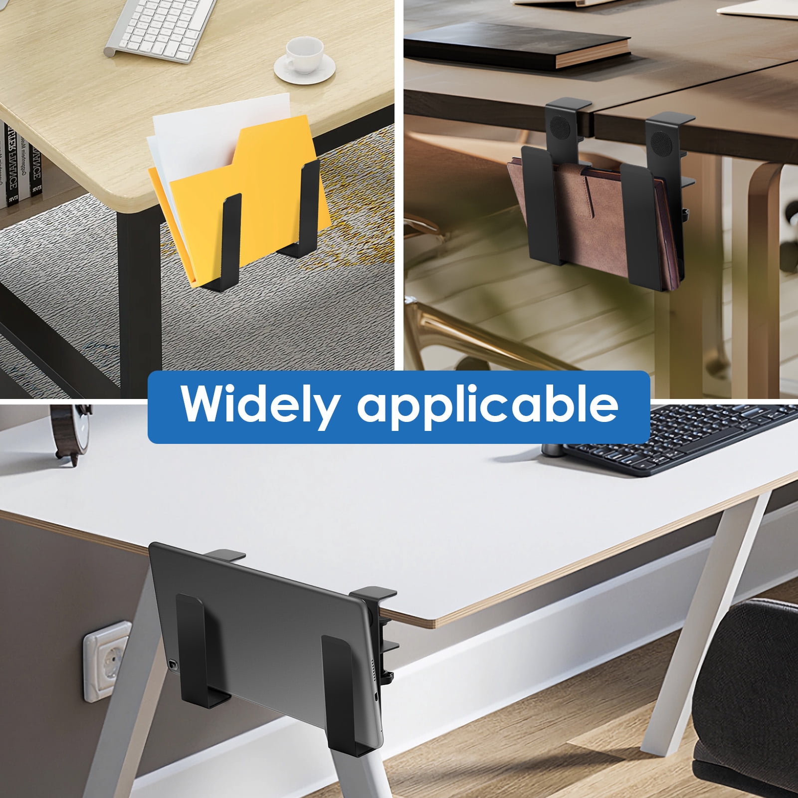 Desk Side Laptop Organizer Titanium Metal Table Side Laptop Mount No Drilling Adjustable Clamp On Desk Organizer for Home Office