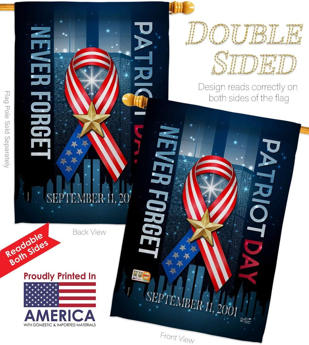 Angeleno Heritage H137290-BO 28 x 40 in. 911 Never Forget American Patriot Day Vertical House Flag with Double-Sided Decorative Banner Garden Yard Gift