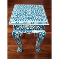 thumbnail image 5 of Favors Handicraft 12" Square Floral Bone Inlay Accent Side Table in Blue, 5 of 6