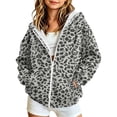 thumbnail image 2 of SERTGUTR Girls Leopard Print Hooded Sweatshirt, Zip Up Fleece Jacket with Pockets, Long Sleeve Casual Outerwear, Everyday School Outdoor Warm Coat, 2 of 8