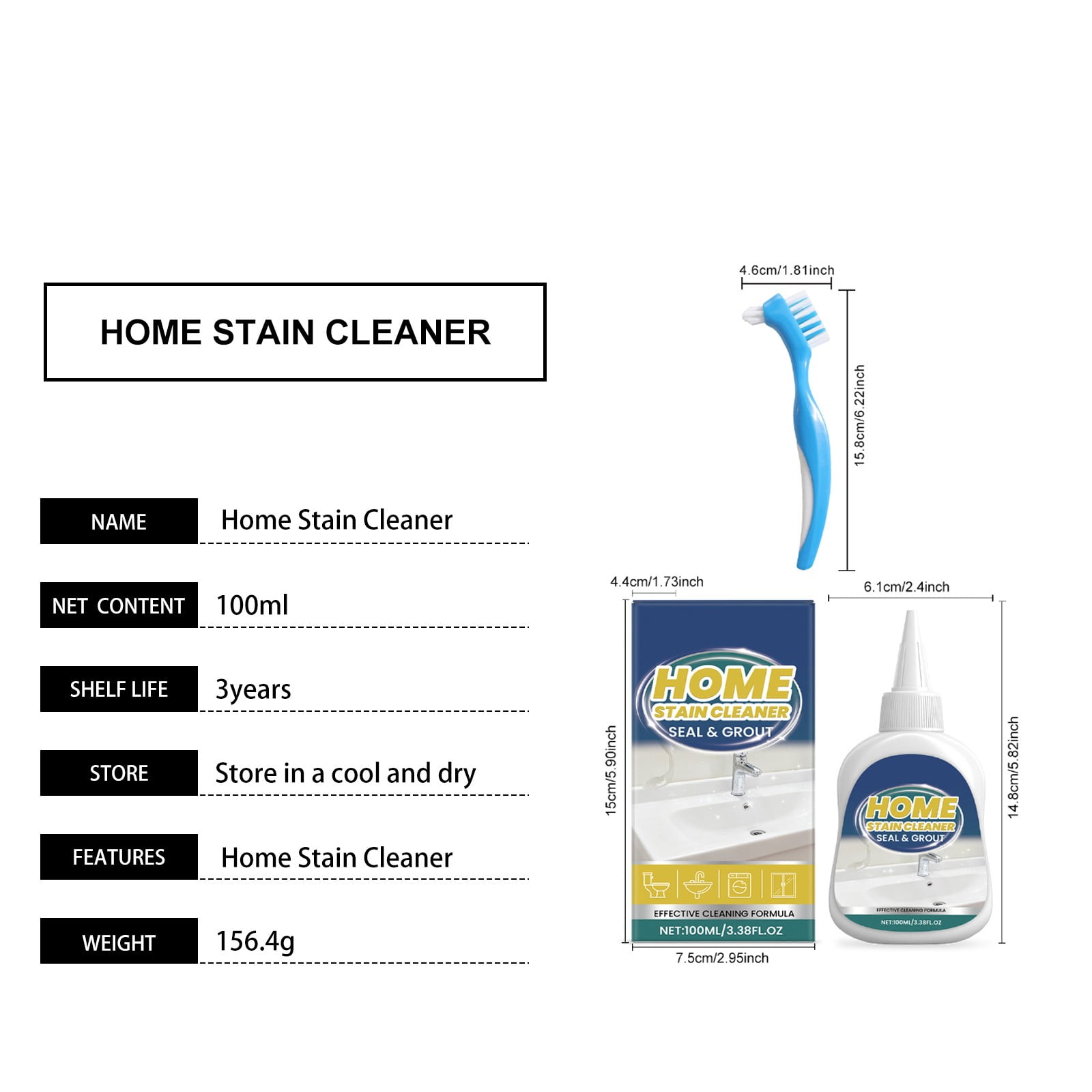 Azqpod Home Stain Cleaner, 100G Azqpod Mold And Mildew Remover,Deep Cleaning Gel For Tile Gaps, Washing Machine Seals, Fridge Rubber, Wall & Shower Stains